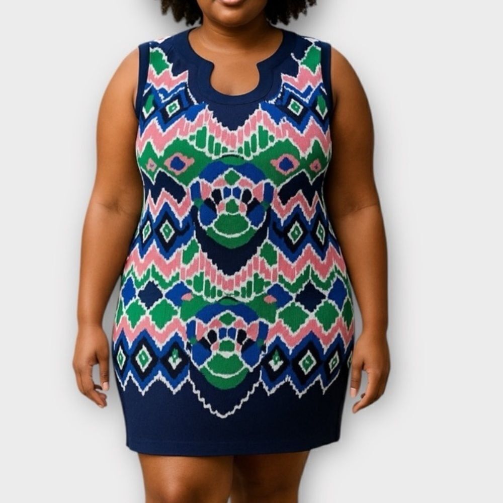 Gabby Skye Colorful Keyhole Neck Sheath Dress Sleeveless Sz 14